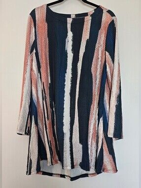 (Plus Size) - Light Artsy Pixel Watercolour Striped Pattern Dress